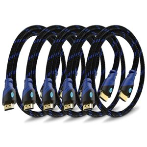 aurum ultra series high speed hdmi cable with ethernet hdmi extender braided cable supports 3d and audio return channel up to 4k resolution hdmi cable 2 ft 5 pack