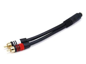monoprice 6inch premium 3.5mm stereo female to 2rca male 22awg cable (gold plated) – black