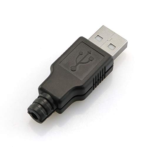 Maxmoral 10PCS USB 2.0 Connector A Type Male 4-Pin Plug with Black Plastic Cover DIY Connector