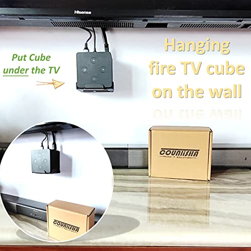 Metal Wall Mount for Fire TV Cube (3rd Gen) 2022 Released,Secure Metal Holder for fire TV Cube (1st Gen,2nd Gen),Sturdy Steel Stand with Soft Foam Hold fire TV Cube for Wall,Furniture,Ceiling (Black)