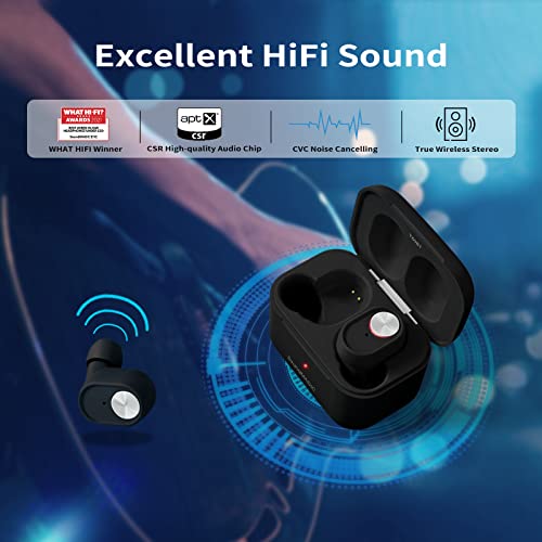 SoundMAGIC T60BT True Wireless Earphones in Ear Bluetooth Headphones with Microphone HiFi Stereo Sports Earbuds Waterproof Black
