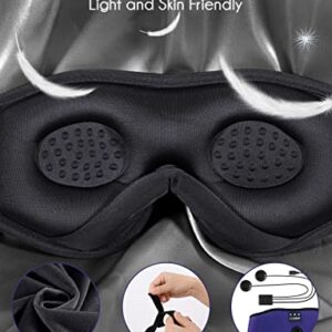 LC-dolida Bluetooth Sleep Mask Sleep Headphones Smart Auto Off Timer Sleeping Headphones for Side Sleepers Breathable 3D Music Eye Mask Cool Tech Gadgets Birthday Holiday Unique Gifts for Men