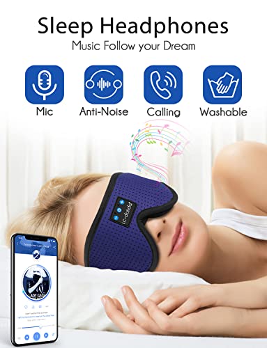 LC-dolida Bluetooth Sleep Mask Sleep Headphones Smart Auto Off Timer Sleeping Headphones for Side Sleepers Breathable 3D Music Eye Mask Cool Tech Gadgets Birthday Holiday Unique Gifts for Men