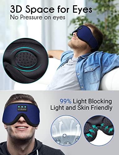 LC-dolida Bluetooth Sleep Mask Sleep Headphones Smart Auto Off Timer Sleeping Headphones for Side Sleepers Breathable 3D Music Eye Mask Cool Tech Gadgets Birthday Holiday Unique Gifts for Men