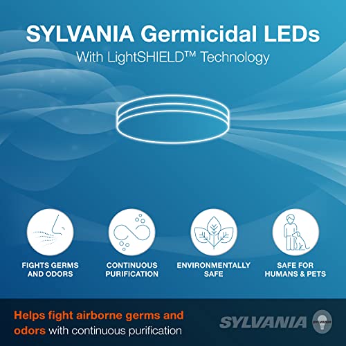 LEDVANCE Sylvania 13" Flush Mount Light Fixture with LightSHIELD Technology, Germicidal, 18W=100W, 1260 Lumens, Dimmable, 90 CRI, 3500K (Bright White), White (75749)