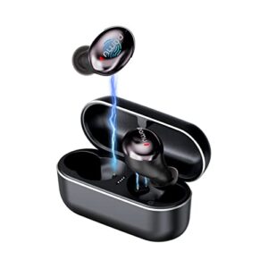 pamu wireless earbuds bluetooth headphones with charging case, enc noise canceling in-ear sports earphones w/twin&mono mode, hi-fi stereo sound, touch control/ipx4 waterproof/21 hrs playback, grey