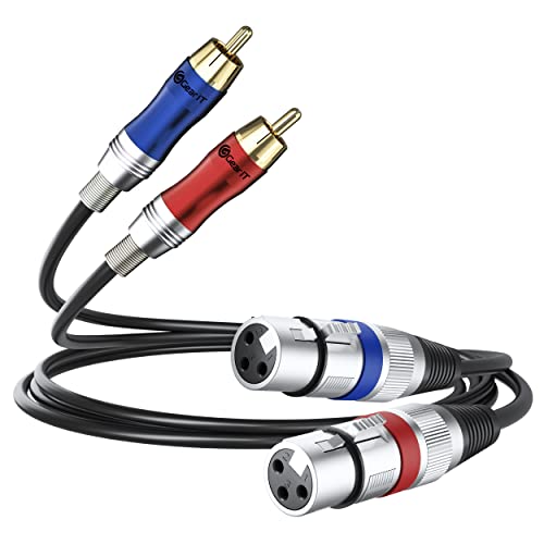 GearIT Dual 2 XLR Female to Dual 2 RCA Male Cable (3.3ft) 2-XLR to 2-RCA Female to Male Plug for Home Theater Mixers Amplifiers Hi-Fi Systems Microphone, 3.3 Feet