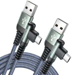 ainope [2 pack] micro usb cable 6.6ft, micro usb charging cable right angle, durable nylon braided usb to micro usb cable compatible with samsung galaxy s6,j7 edge note 5,fire tablet,kindle
