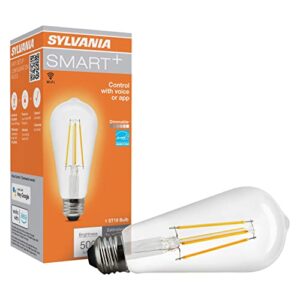 ledvance sylvania wifi led smart st19 light bulb, 5w efficient with filament, for alexa / google assistant, energy star, clear, 2700k, soft white – 1 pack (75799)