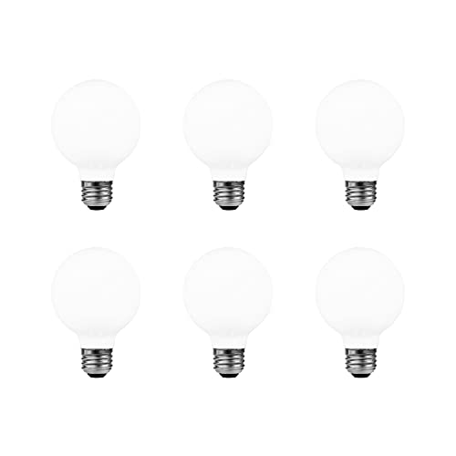 LEDVANCE Sylvania Reduced Eye Strain G25 Globe LED Light Bulb, 60W = 6W, 13 Year, Dimmable, Frosted, 2700K, Soft White - 6 Pack (41245)