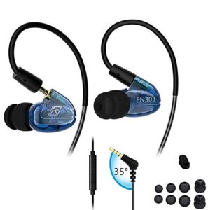 lafitear wired sport over-ear earphones, earhook earbuds w/noise isolating volume control mic for running, workout, gym, blue