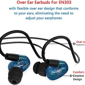 LAFITEAR Wired Sport Over-Ear Earphones, Earhook Earbuds w/Noise Isolating Volume Control Mic for Running, Workout, Gym, Blue