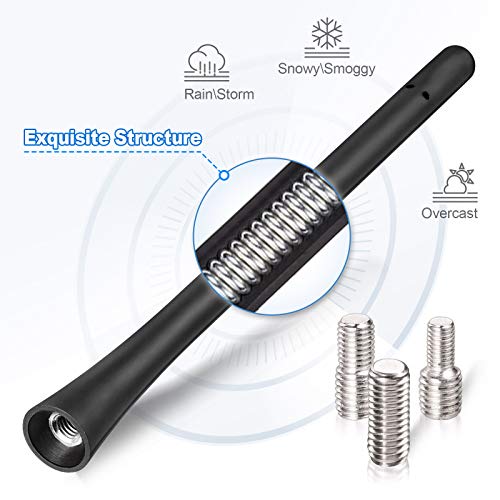 Eightwood Universal Car Radio Rubber Antenna Mast 7 inch FM AM Roof Mount Vehicle Antennae Replacement with M4 M5 M6 Screw Adapter