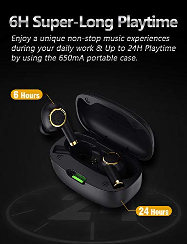 Bluedio Bluetooth Wireless Earbuds, P(Particle) Wireless Earbud Headphones in-Ear Earphones with Charging Case, Mini Car Headset Built-in Mic for Cell Phone/Running/Android, 6Hrs Playtime