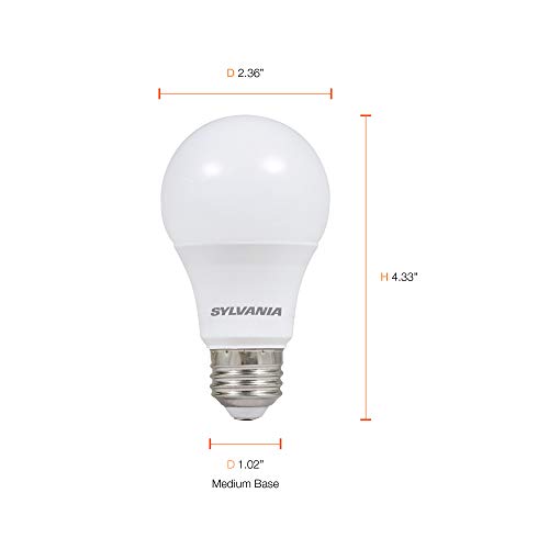 SYLVANIA LED A19 Light Bulb, 60W Equivalent, Efficient 8.5, 10 Year, W, 5000K, 800 Lumens, Frosted, Daylight - 24 Pack (74766)