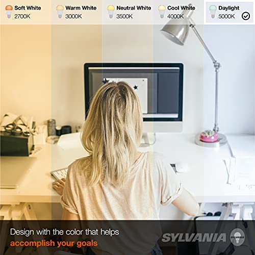 SYLVANIA LED A19 Light Bulb, 60W Equivalent, Efficient 8.5, 10 Year, W, 5000K, 800 Lumens, Frosted, Daylight - 24 Pack (74766)