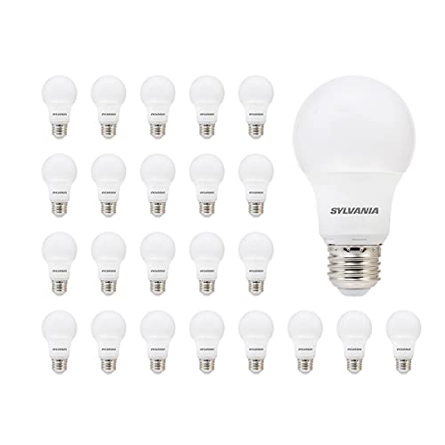 SYLVANIA LED A19 Light Bulb, 60W Equivalent, Efficient 8.5, 10 Year, W, 5000K, 800 Lumens, Frosted, Daylight - 24 Pack (74766)