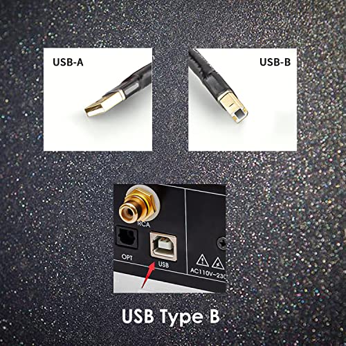 Viborg HiFi USB 2.0 Cable Type A Male to B Male Digital Audio Data Cable Scanner Printer Cord for DAC (1.5M)