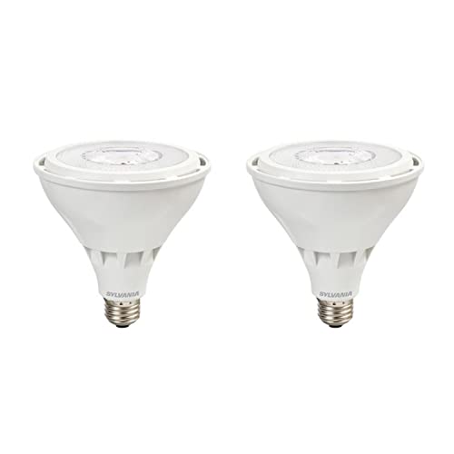 Sylvania Night Chaser LED PAR38 Light Bulb, 250W = 23W, 22 Year, Dimmable, Super Bright 2650 Lumens, Wet Rated, 3000K, White - 2 Pack (41359)