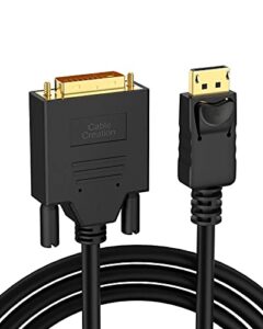 cablecreation displayport to dvi cable 6ft, unidirectional dp to dvi cable 1080p@60hz full hd, gold-plated dvi to displayport adapter male to male compatible with laptop, monitor, projector and more