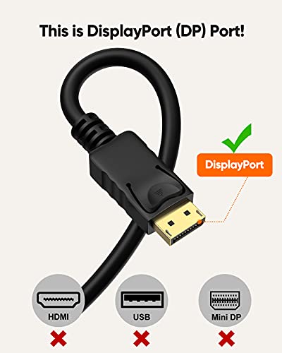 CableCreation DisplayPort to DVI Cable 6FT, Unidirectional DP to DVI Cable 1080P@60Hz Full HD, Gold-Plated DVI to DisplayPort Adapter Male to Male Compatible with Laptop, Monitor, Projector and More