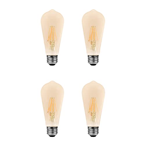Sylvania LED Vintage Filament ST19 Light Bulb, 40W = 4.5W, 380 Lumens, Dimmable, Amber Glow - 4 Pack (40328)