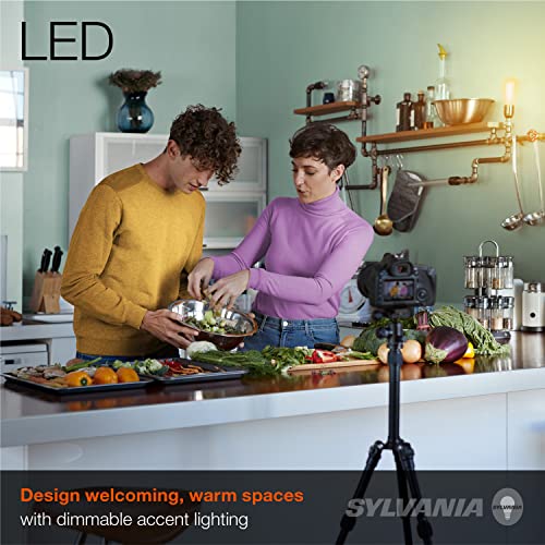 Sylvania LED Vintage Filament ST19 Light Bulb, 40W = 4.5W, 380 Lumens, Dimmable, Amber Glow - 4 Pack (40328)