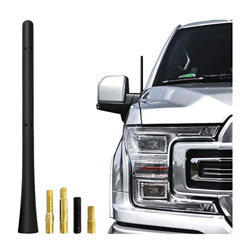 Universal Antenna Mast for Car Roof, 7 inch Flexible Rubber AM/FM Radio Antenna, Auto Replacement Accessories with Screws Adapter, Compatible for Most Car Models with Removable Antenna (Black)