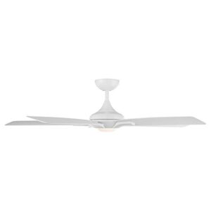 Mykonos Smart Indoor and Outdoor 5-Blade Ceiling Fan 60in Matte White with 3000K LED Light Kit and Remote Control works with Alexa, Google Assistant, Samsung Things, and iOS or Android App