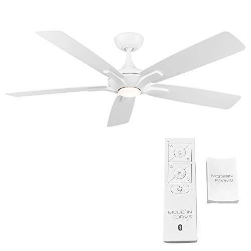 Mykonos Smart Indoor and Outdoor 5-Blade Ceiling Fan 60in Matte White with 3000K LED Light Kit and Remote Control works with Alexa, Google Assistant, Samsung Things, and iOS or Android App