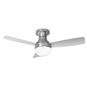wac smart fans orb indoor 3-blade flush mount ceiling fan 44in brushed nickel with 3000k led light kit and remote control works with alexa and ios or android app