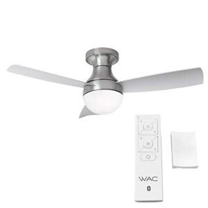 WAC Smart Fans Orb Indoor 3-Blade Flush Mount Ceiling Fan 44in Brushed Nickel with 3000K LED Light Kit and Remote Control works with Alexa and iOS or Android App