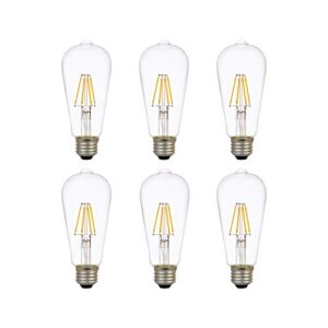 SYLVANIA LED TruWave Natural Series ST19 Edison Light Bulb, 60W Equivalent Efficient 7W, Dimmable, Clear, 2700K, Soft White - 6 Pack (40908)