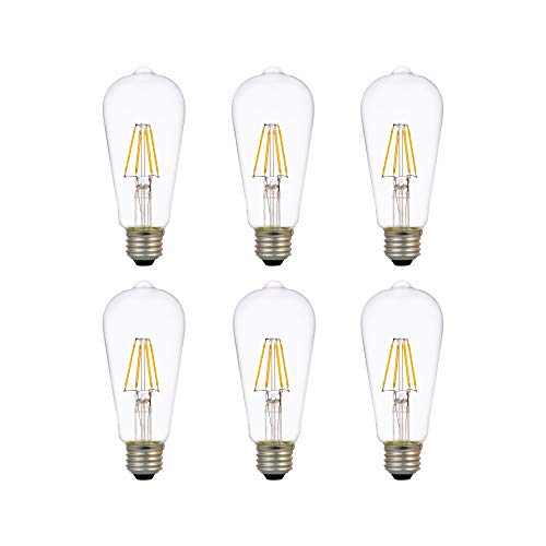 SYLVANIA LED TruWave Natural Series ST19 Edison Light Bulb, 60W Equivalent Efficient 7W, Dimmable, Clear, 2700K, Soft White - 6 Pack (40908)