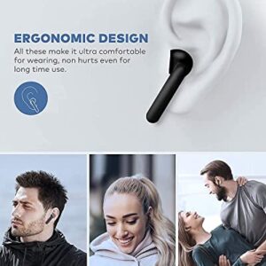 Wireless Earbuds Bluetooth 5.0 Headphones with Charging Case, IPX8 Waterproof, 3D Stereo Air Buds in-Ear Ear Buds Built-in Mic, Open Lid Auto Pairing for Android/Samsung/Apple iPhone - Black