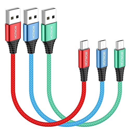 HOTNOW Short Micro USB Cable 1ft 3Pack, 12 inch Android Charger Cables Nylon Braided Fast Charging Cord for Samsung Galaxy S7 S6 S7 Edge S5,Note 5,PS4,Power Bank and More