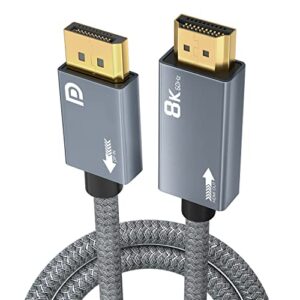 agfinest 8k displayport to hdmi cable[8k@60hz,4k@144hz,2k@240hz], 6.6ft unidirectional dp 1.4 to hdmi 2.1 video cable, support hdr/hdcp 2.3/dsc 1.2 for pc, hp, dell, amd nvidia graphics card and more