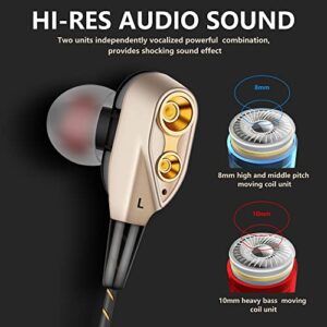 ELOVEN 3.5mm Hi-Res Audio Earphone Deep Bass Stereo Sound Wired Earbuds Noise Isolation Headphones in-Ear Headset with Mic Volume Control Music Sports Earphones for iPhone Samsung Streamer Gold