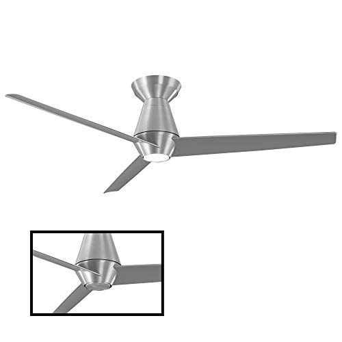 Slim Smart Indoor and Outdoor 3-Blade Flush Mount Ceiling Fan 52in Brushed Aluminum with 3500K LED Light Kit and Remote Control works with Alexa, Google Assistant, Samsung Things, and iOS or Android App