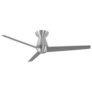 Slim Smart Indoor and Outdoor 3-Blade Flush Mount Ceiling Fan 52in Brushed Aluminum with 3500K LED Light Kit and Remote Control works with Alexa, Google Assistant, Samsung Things, and iOS or Android App