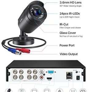 ZOSI H.265+ 8CH 5MP Lite Home Security Camera System Outdoor Indoor,5MP Lite CCTV DVR 8 Channel, 8pcs 1080P 1920TVL Surveillance Bullet Cameras,80ft Night Vision,Motion Alerts,Remote Access(No HDD)