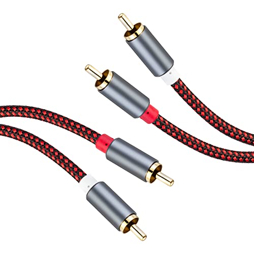 GESSEOR RCA Cable 20 ft 2RCA to 2RCA Cable 2Rca Male to 2-RCA Male Audio Stereo Subwoofer Cable Nylon-Braided Auxiliary Audio Cord for Home Theater, HDTV, Amplifiers, Hi-Fi