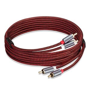 gesseor rca cable 20 ft 2rca to 2rca cable 2rca male to 2-rca male audio stereo subwoofer cable nylon-braided auxiliary audio cord for home theater, hdtv, amplifiers, hi-fi