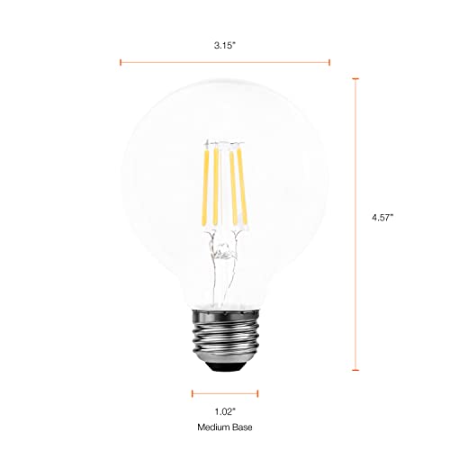 LEDVANCE Sylvania Reduced Eye Strain G25 Globe LED Light Bulb, 40W = 4.5W, 13 Year, Dimmable, Clear, 5000K, Daylight - 6 Pack (41240)