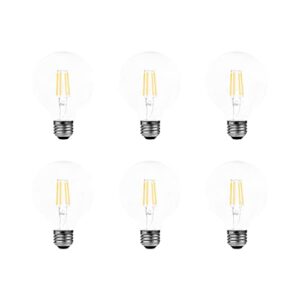 LEDVANCE Sylvania Reduced Eye Strain G25 Globe LED Light Bulb, 40W = 4.5W, 13 Year, Dimmable, Clear, 5000K, Daylight - 6 Pack (41240)