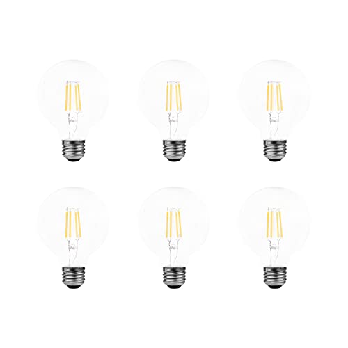 LEDVANCE Sylvania Reduced Eye Strain G25 Globe LED Light Bulb, 40W = 4.5W, 13 Year, Dimmable, Clear, 5000K, Daylight - 6 Pack (41240)