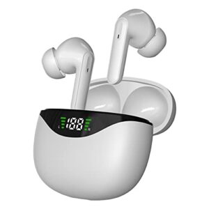 aityyox wireless earbuds 5.1 bluetooth earphones in ear ipx5 waterproof with touch control, 30 hrs playback with charging case, power display,ear buds with mic for sports, android,iphone, pc (white)