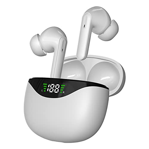 AITYYOX Wireless Earbuds 5.1 Bluetooth Earphones in Ear IPX5 Waterproof with Touch Control, 30 Hrs Playback with Charging Case, Power Display,Ear Buds with Mic for Sports, Android,iPhone, PC (White)