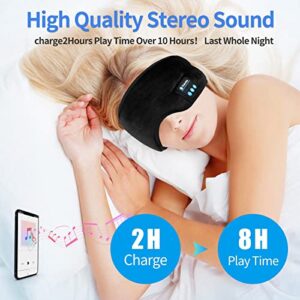 Sleep Headphones Music Sleep Eye Mask,Upgraded Travel Sleeping Headset,Sleep Eye Shades Built-in Speakers Microphone Washable (Black)