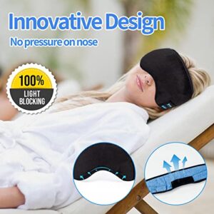 Sleep Headphones Music Sleep Eye Mask,Upgraded Travel Sleeping Headset,Sleep Eye Shades Built-in Speakers Microphone Washable (Black)